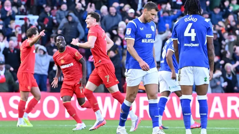 Middlesbrough celebrate scoring second goal
