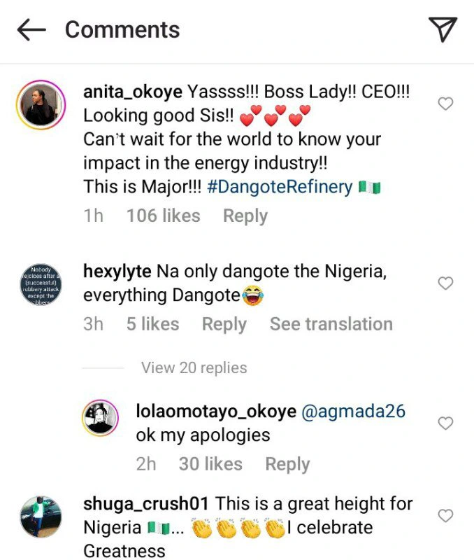 Lola Omotayo, Peter Okoye's wife, draws responses when she posts new pictures of herself and Aliko Dangote