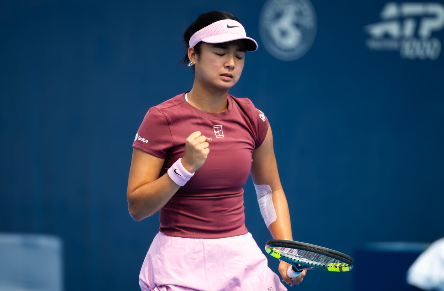 Alex Eala pumps her fist in Cincinnati.
