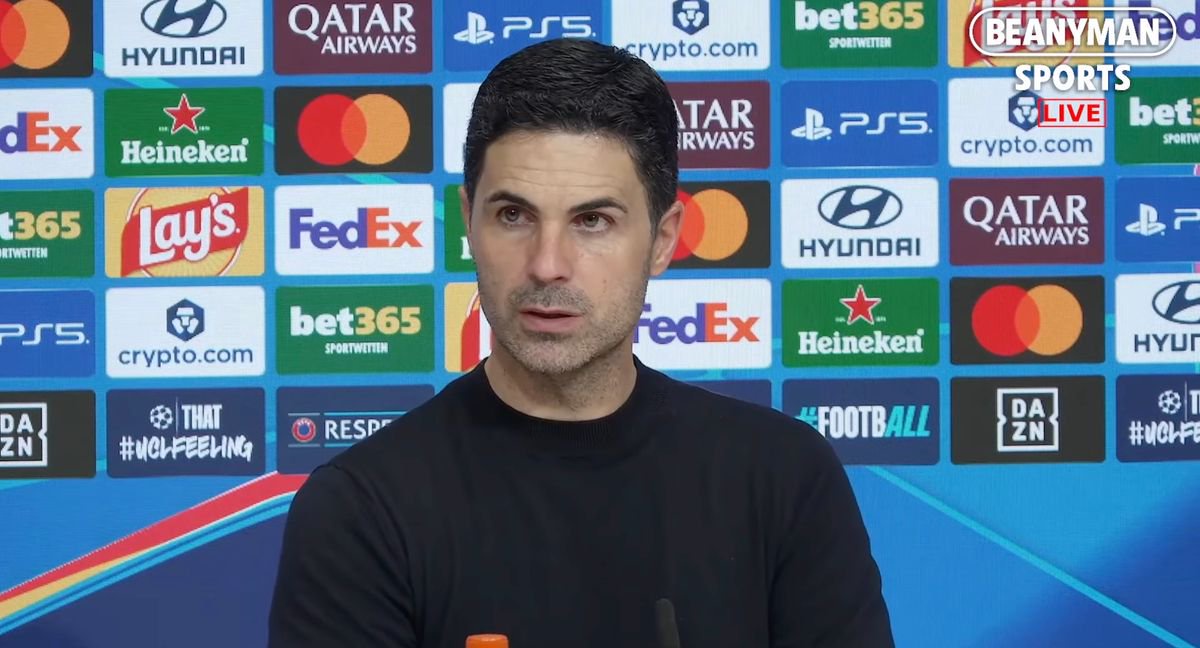 Mikel Arteta speaks in a press conference