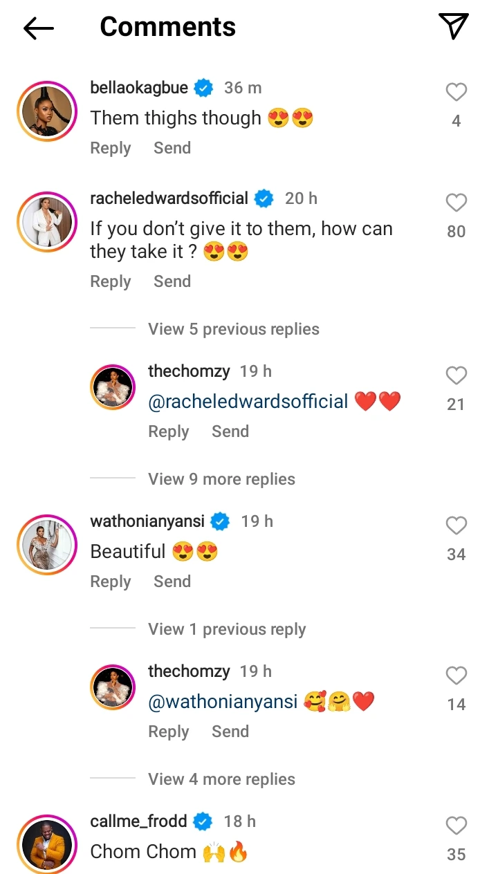 Bella et al responded to Chomzie's post on IG