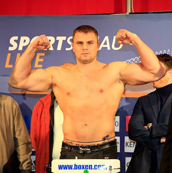 Denis Boytsov of Russia weighs in ahead of his Heavyweight fight against George Arias ahead of their fight on December 5, 2014.