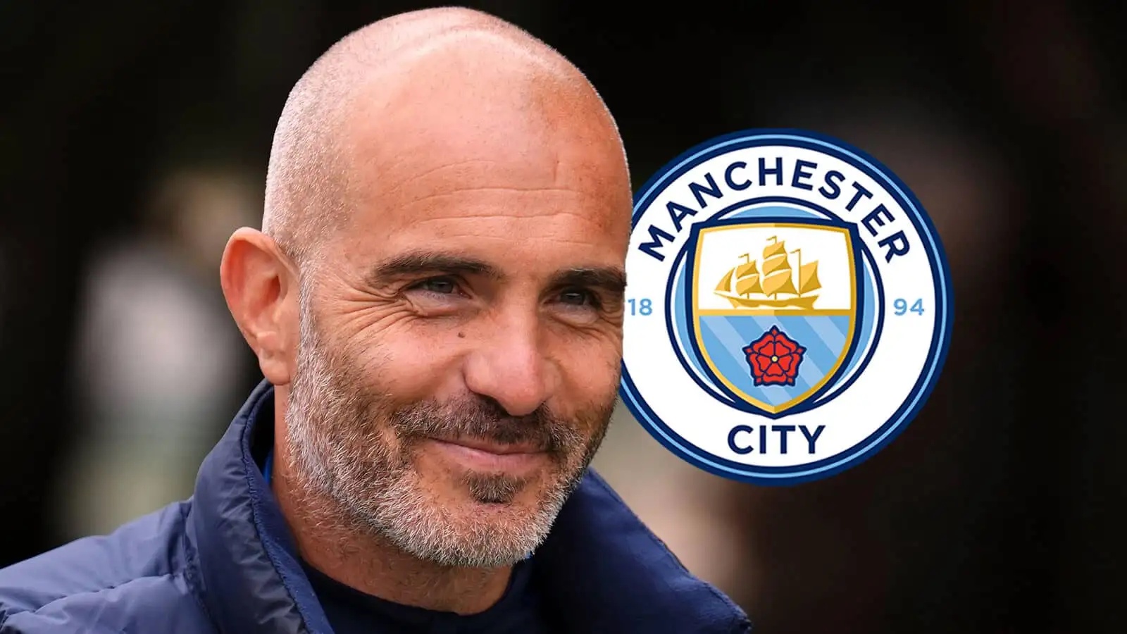 Enzo Maresca with a Man City badge