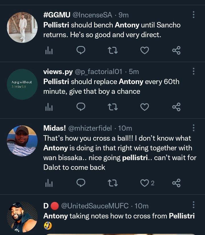 Man U 3-0 NFO: What Some Fans Are Saying About Antony After Pellistri's Display