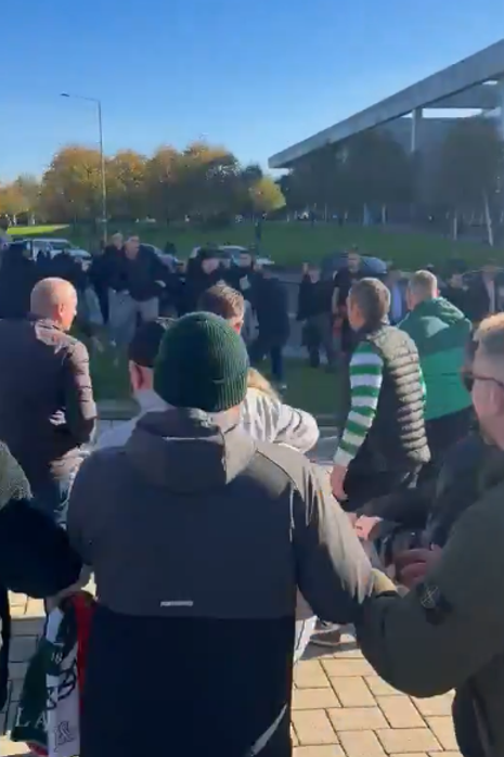 Both sides hurled glass bottles. 