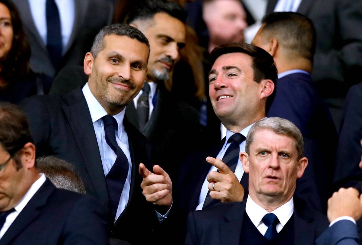 Prime Minister Andy Burnham with Manchester City Chairman Khaldoon Al Mubarak.