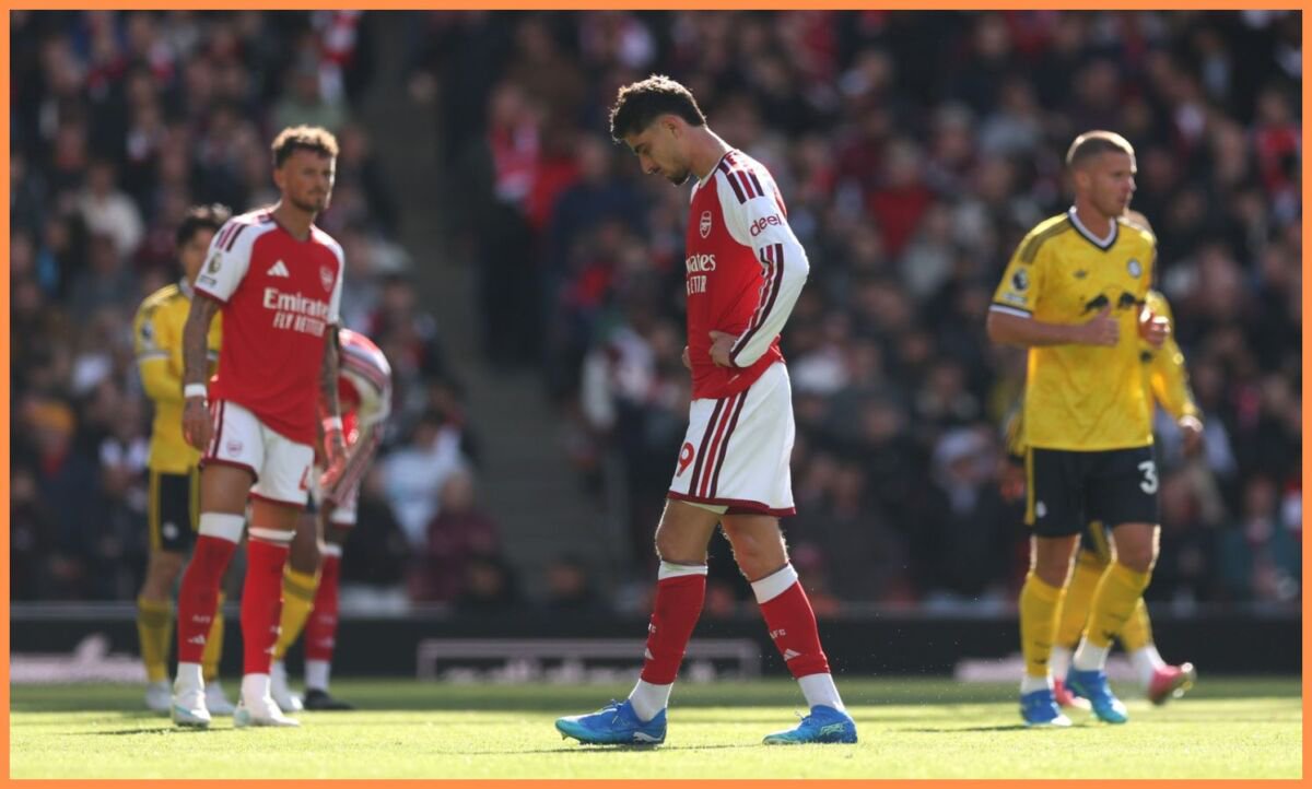 Kai Havertz reacts during Arsenal vs Leeds