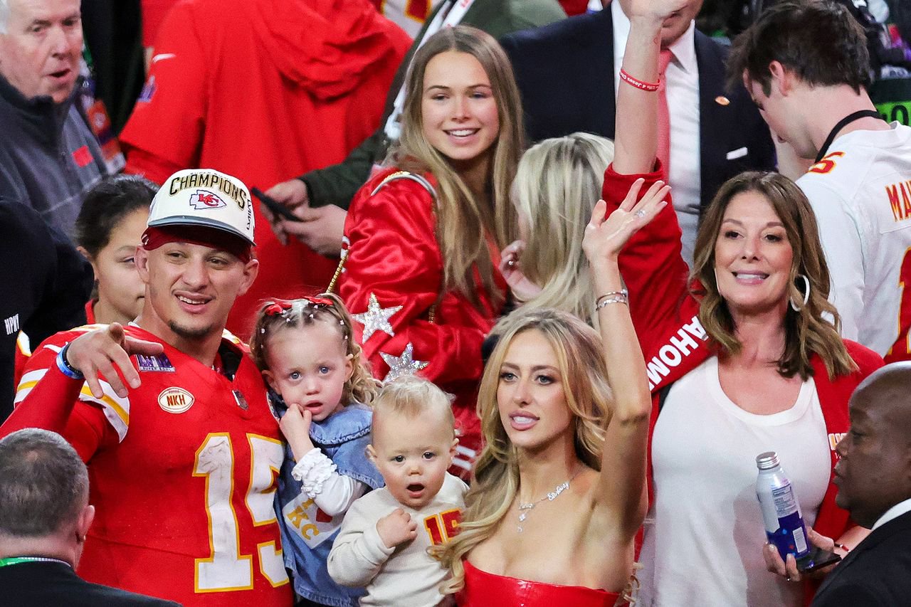 The Mahomes family after the Chiefs beat the 49ers at the Super Bowl in Las Vegas in February 2024.Credit: Ethan Miller/Getty