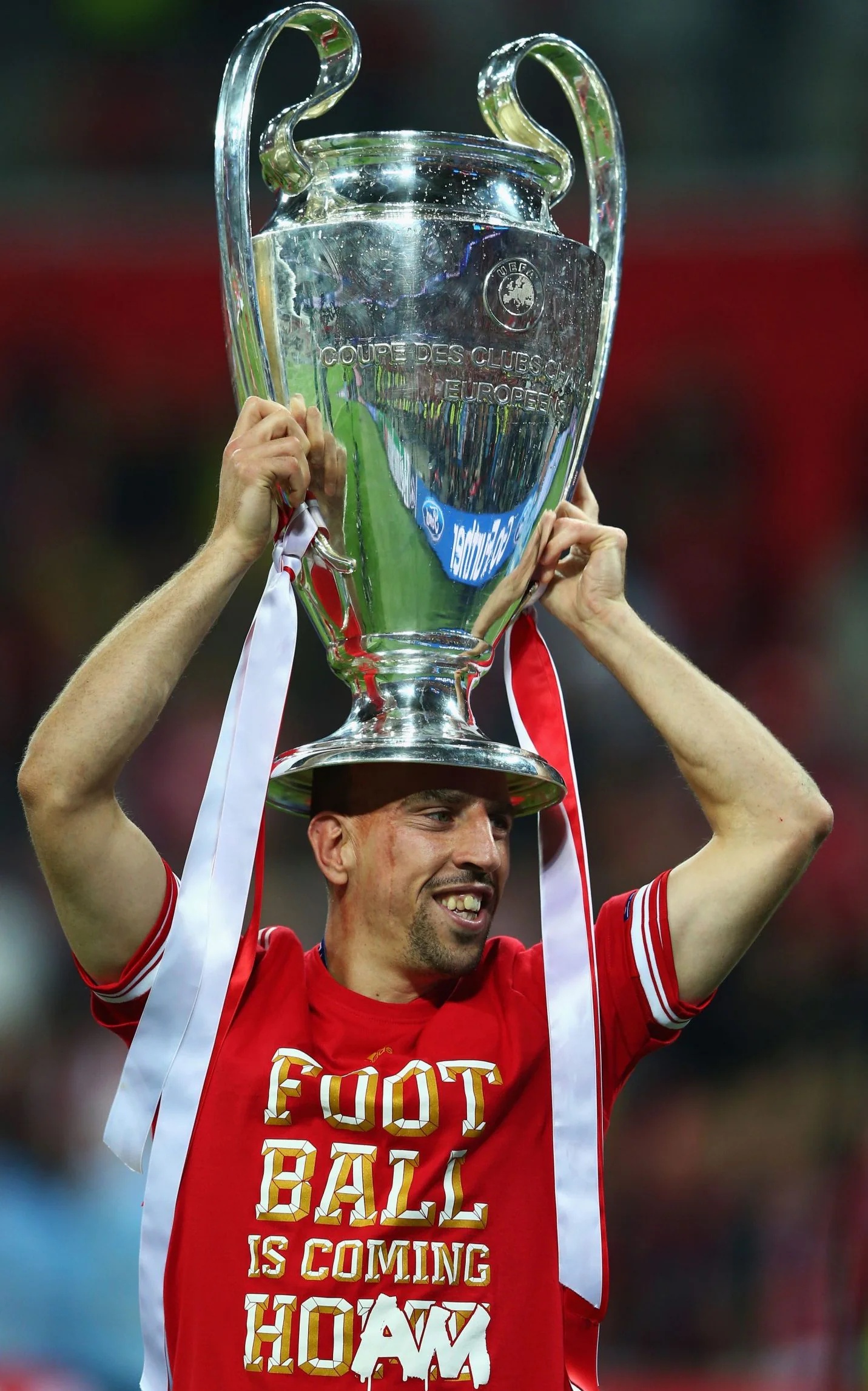 Franck Ribery celebrates Bayern lifting the Champions League in 2013