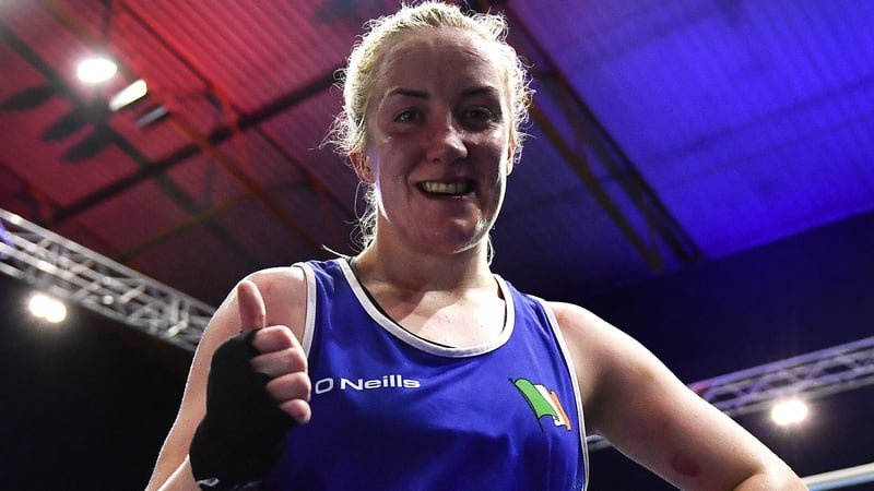 Christina Desmond of Ireland, after her defeat against Ani Hovsepyan of Armenia in their light middleweight 70kg final during the EUBC Women's European Boxing Championships 2022 at Budva Sports Centre in Budva, Montenegro.