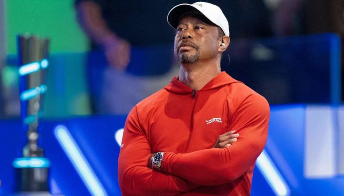 Tiger Woods of Jupiter Links GC watches his team against Boston Common Golf during TGL match at SoFi Center on March 17, 2026, in Palm Beach Gardens, Florida. ©GREG LOVETT/PALM BEACH POST / USA TODAY NETWORK via Imagn Images