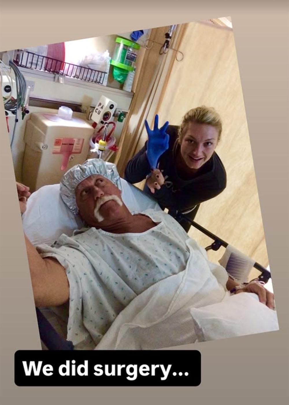 Brooke Hogan with her dad, Hulk Hogan in the hospital. 