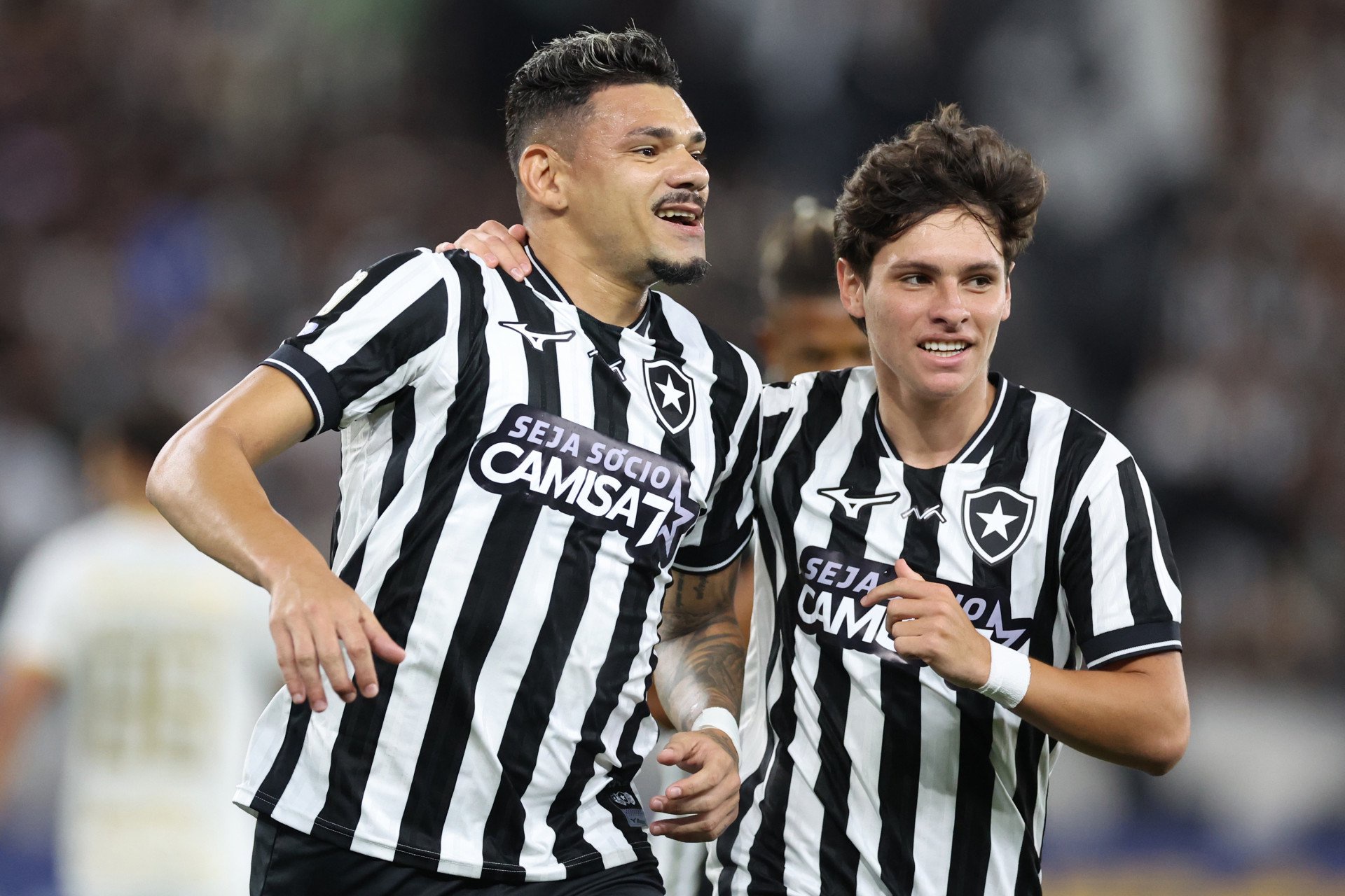 Tiquinho e Montoro comemoram gol marcado pelo Botafogo sobre a Chapecoense, no Nilton Santos - Vítor Silva / Botafogo