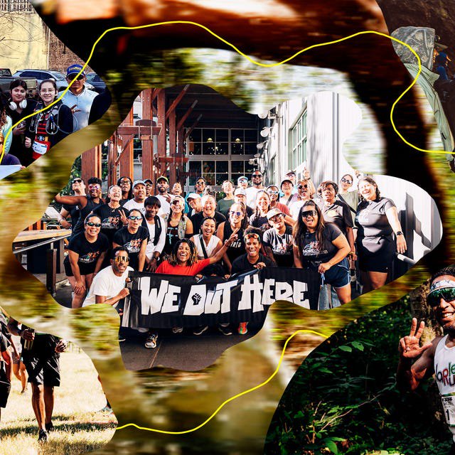 A vibrant collage of diverse runners celebrating community and inclusivity in trail running events.
