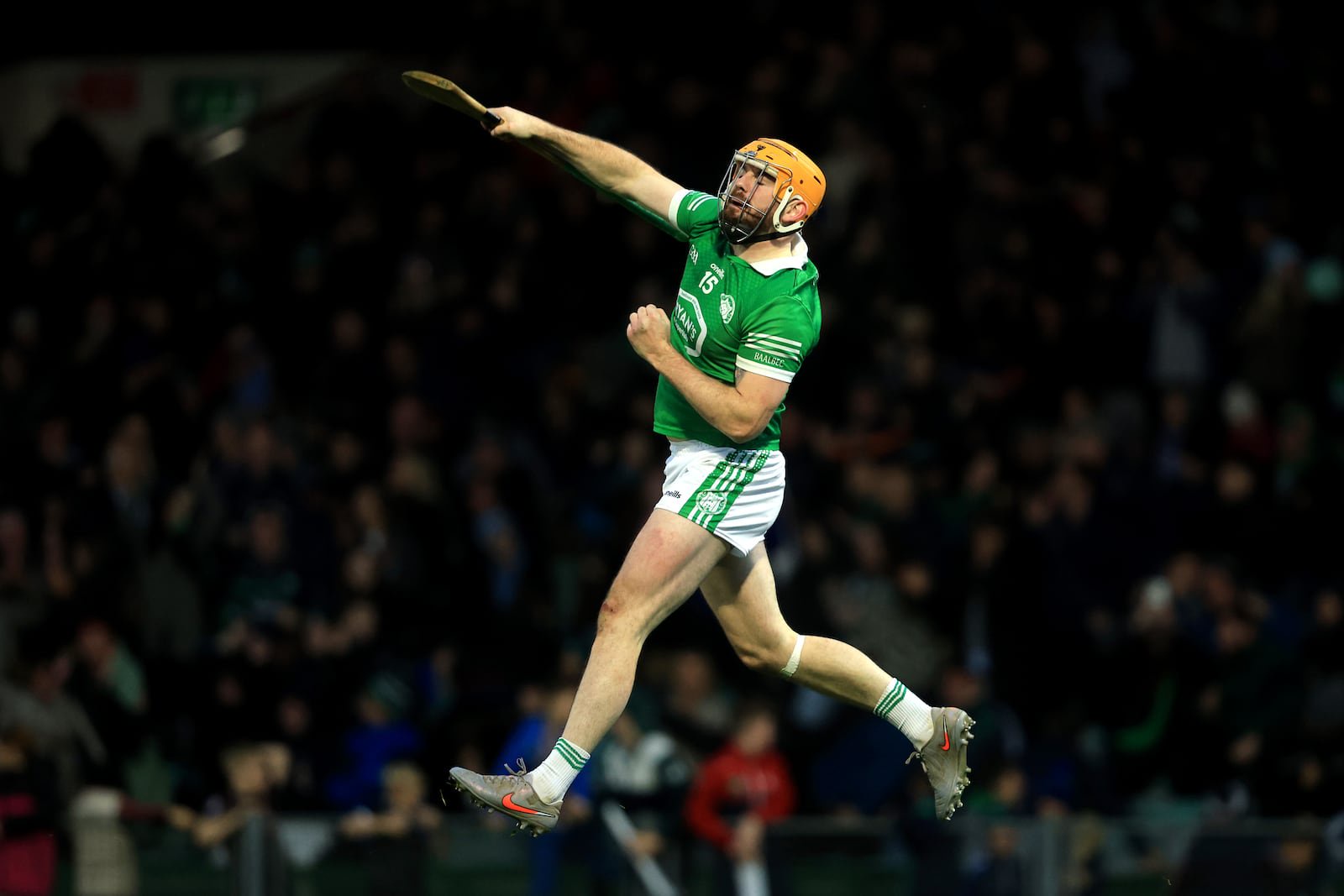 Kilmallock's Oisín O'Reilly celebrates victory over Na Piarsaigh in the Limerick Senior Hurling Championship Final. Photograph: Bryan Keane/Inpho