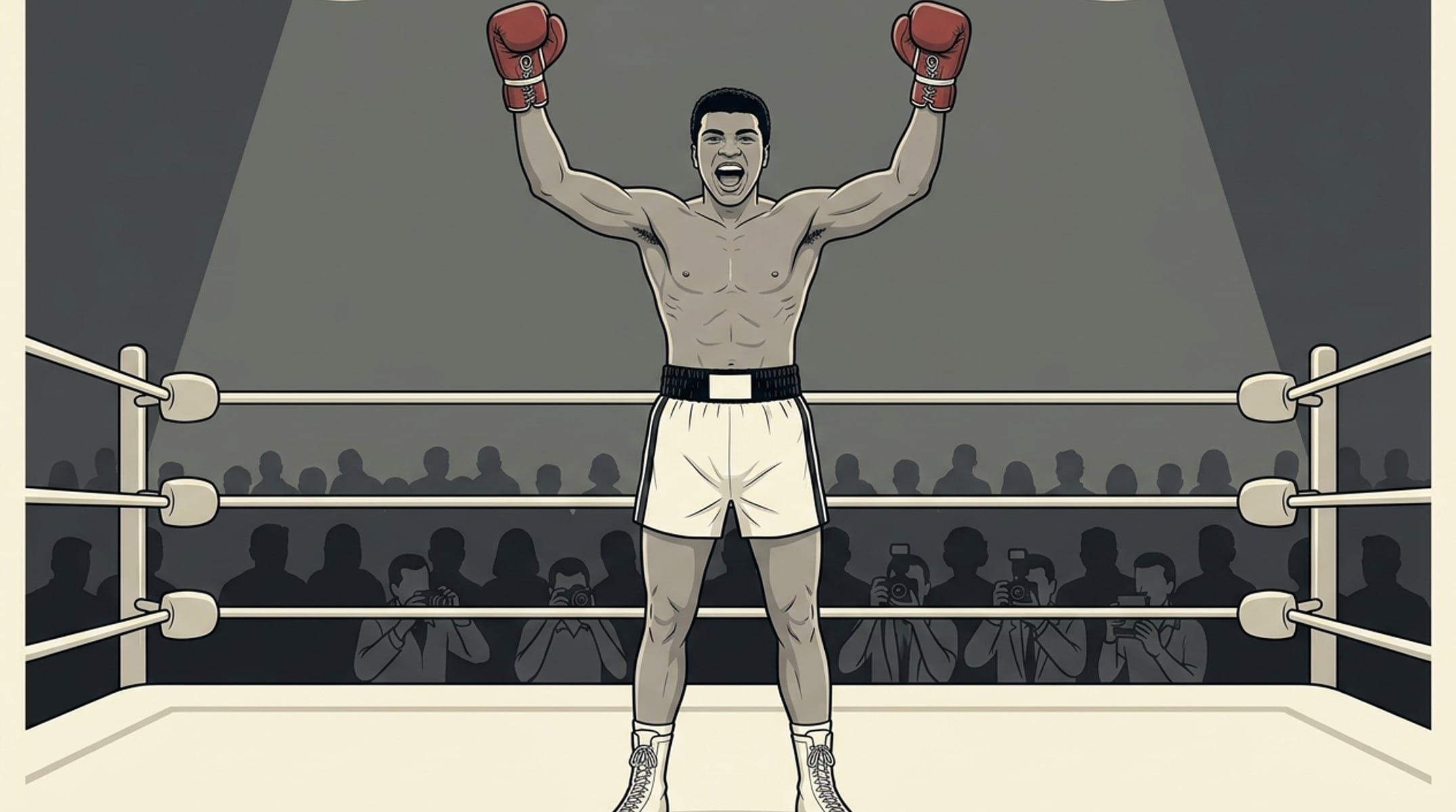 Ali conquistou seu primeiro título mundial em 1964, quando Liston não voltou para o sétimo assalto
