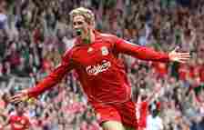 Fernando Torres. celebrating scoring for Liverpool