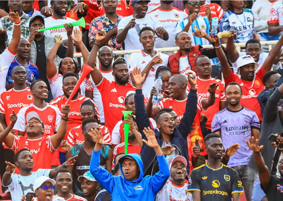 A section of Shabana FC fans at Nyayo Stadium during a league clash against AFC Leopards on Sunday, October 25, 2026. PHOTO/https://www.facebook.com/profile.php?id=100064062847712&sk=photos