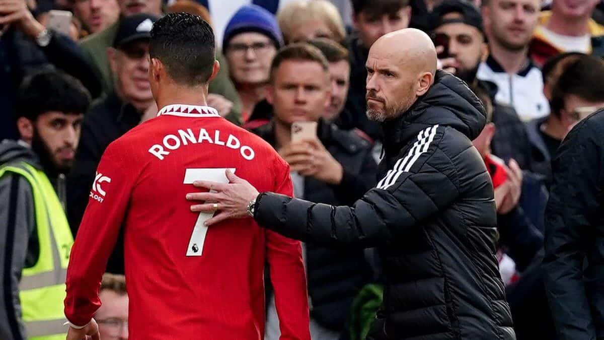 Cristiano Ronaldo and Erik ten Hag during their time together at Manchester United