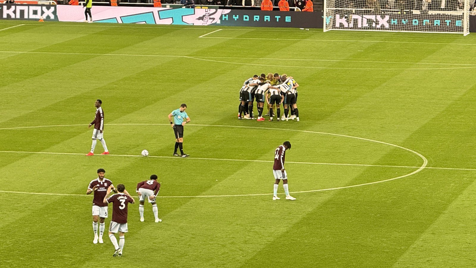 Team Huddle Newcastle United v Aston Villa St James' Park Premier League
