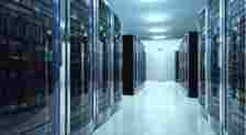 Image of a well-lit data center