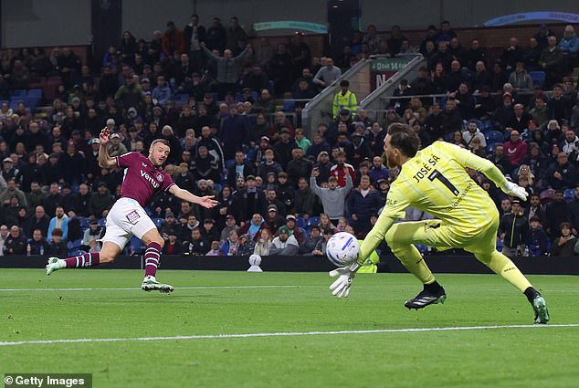 Jamie Vardy scored his first goal since joining Burnley on a free transfer last month