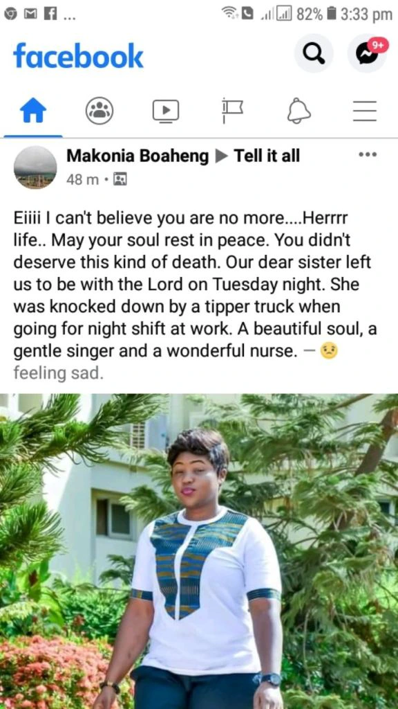 Tears Flow As Ghanaian Nurse Dies After Being Knocked Down By A Tipper Truck 1