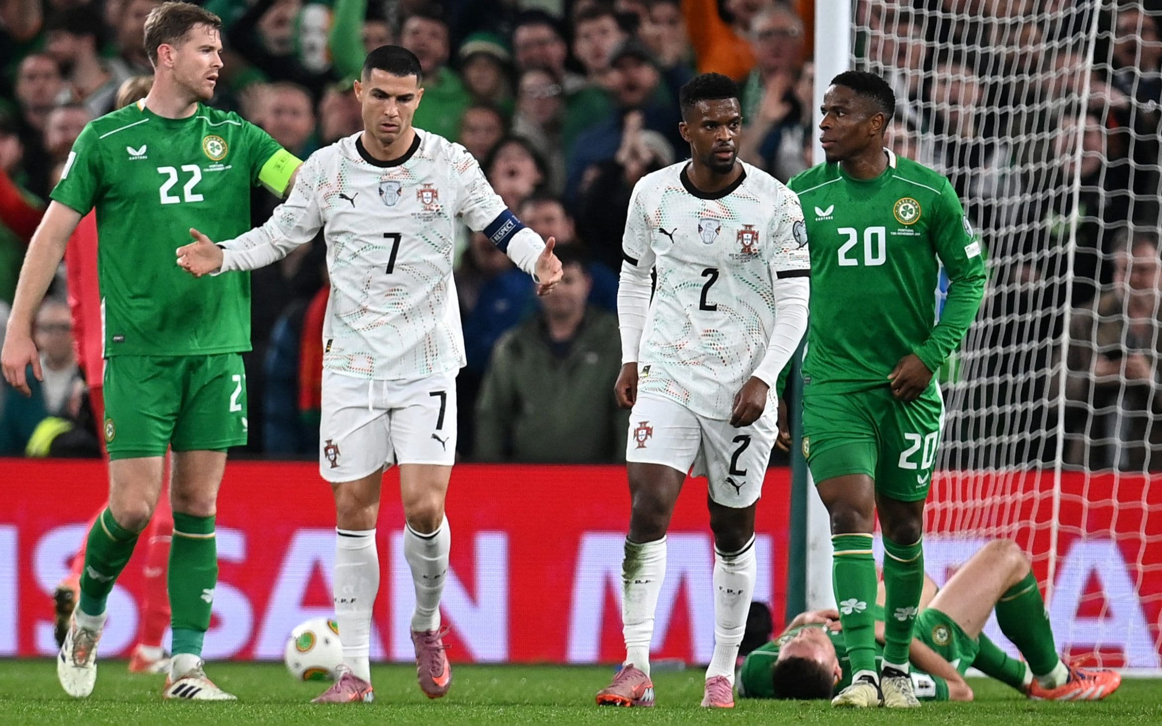 Cristiano Ronaldo is sent off for Portugal against Ireland