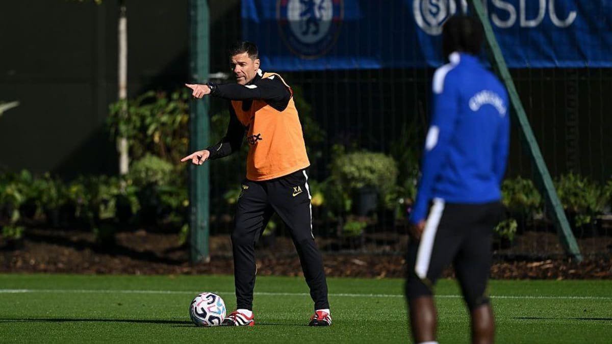 Xabi Alonso of Chelsea during a training session
