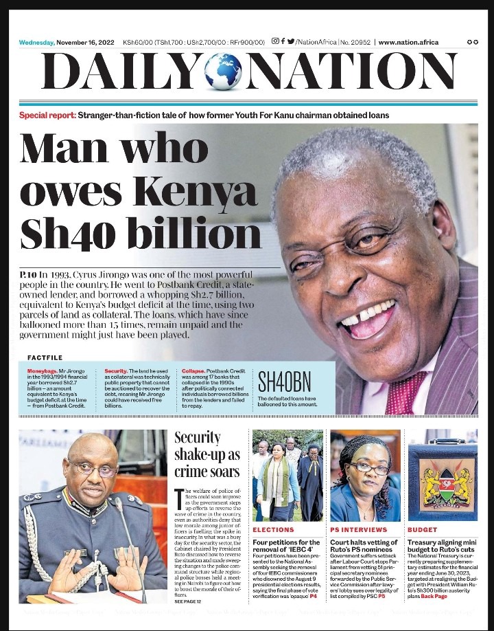 All Wednesday 16th Newspaper Headlines Review Standard Daily Nation Star Taifa Leo People Daily Chezaspin