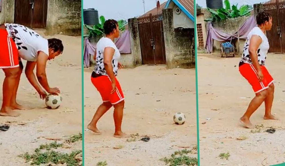 "Lovely And Impressive": Lady With Incredible Football Skills Scores Nice Heart Trick in Door