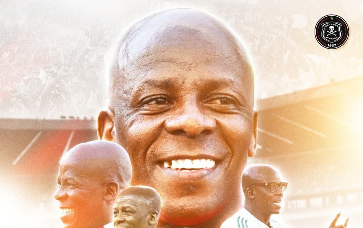 Orlando Pirates bidding farewell to coach Mandla Ncikazi with a poster. 
