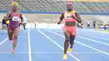Shericka Jackson wins the first semifinal of the women's 200m at the Jamaica Olympic trials at the National Stadium on Saturday, June 29, 2024. Jackson will be looking to win the national sprints double for the third consecutive time, since dethroning Fraser-Pryce in both races in 2022.  The two-time 200m world champion, who already claimed the 100m crown on Friday, will look to add the 200m title today. (PHOTO: Marlon Reid).





