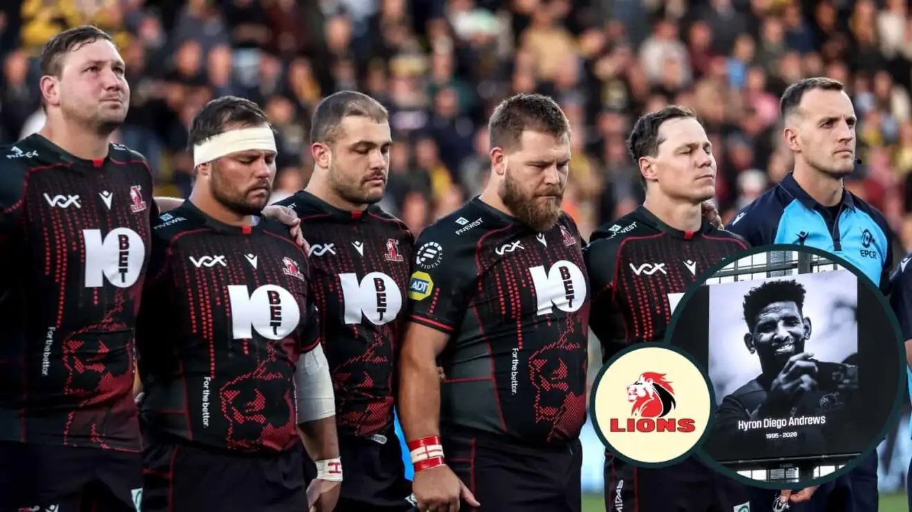 Lions players during the minute of silence for Hyron Diego Andrews.