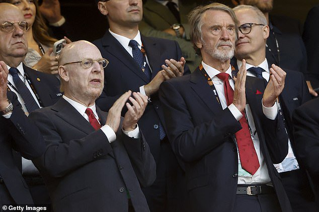 Sir Jim Ratcliffe (right) with Man United co-chairman Avram Glazer, who is rarely seen at Old Trafford and has never given a meaningful interview about the club he owns