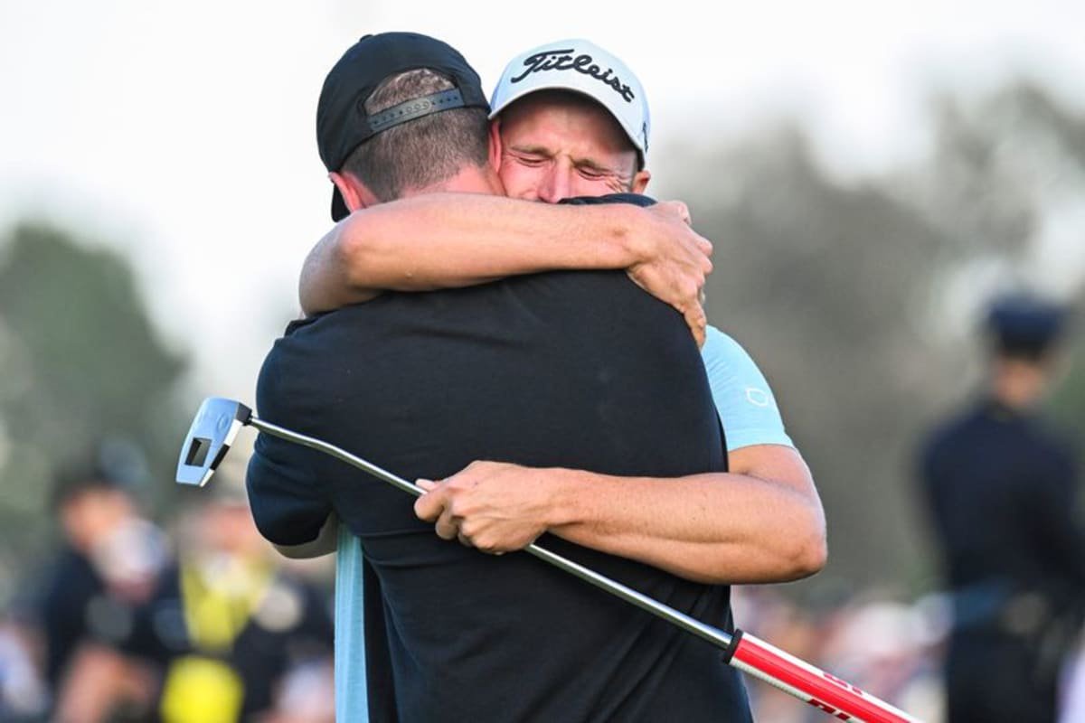 Brendan Clark is caddying for Wyndham Clark this week