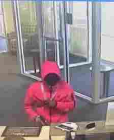 Police are looking for a suspect allegedly involved in an armed robbery at Centreville Bank in Norwich on Tuesday. (Courtesy of the Norwich Police Department)