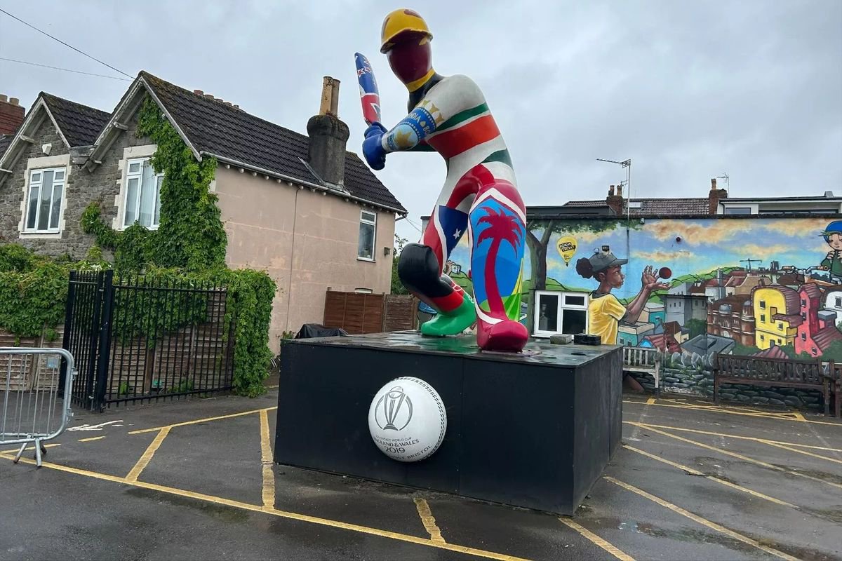 The statue of a batter outside Gloucestershire County Cricket Club's ground in Ashley Down, Bristol