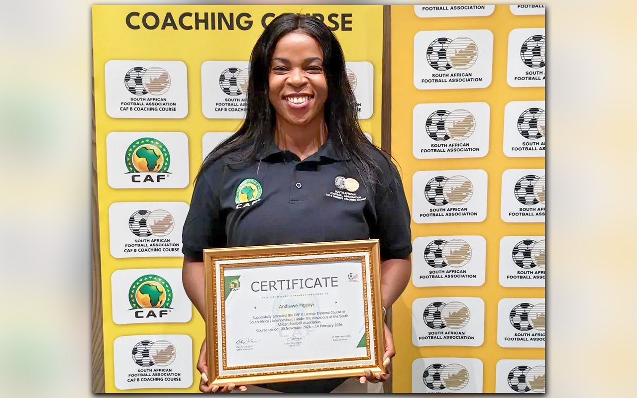 ndisiwe Mgcoyi is beginning a new phase in her football career, aiming to make an impact from the sidelines. The former Banyana Banyana forward was appointed second assistant coach of UJ’s Sasol League team, following a distinguished playing career with the national team and Mamelodi Sundowns Ladies. All Photos: Supplied
