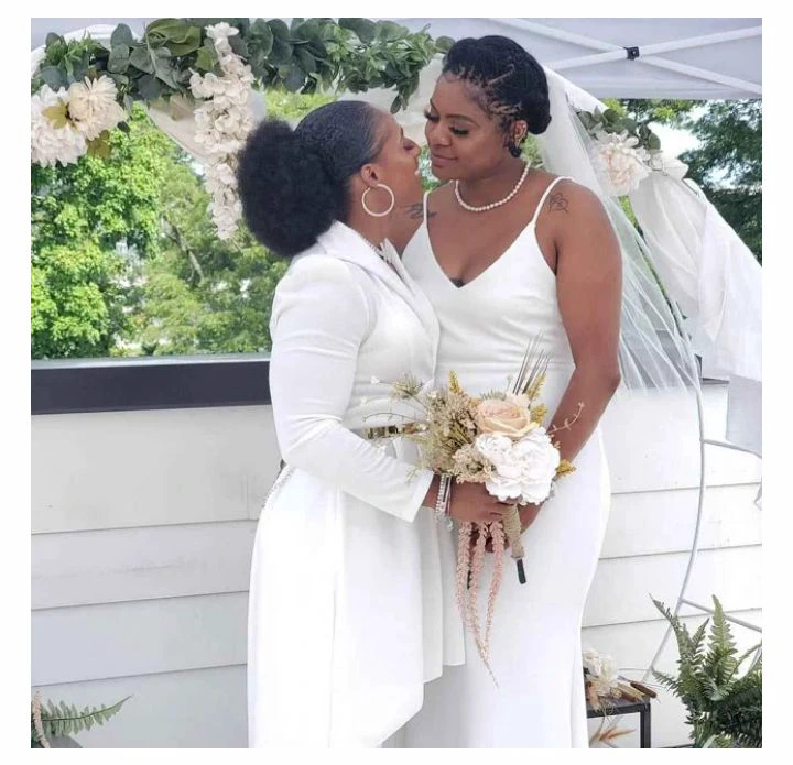 See wedding pictures of beautiful lesbobo couple that has gone viral online