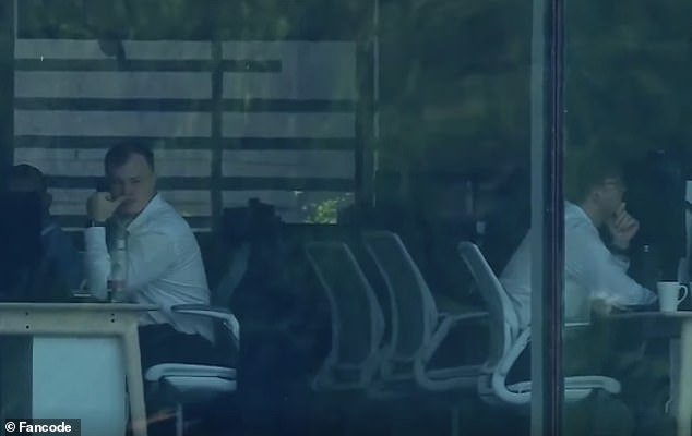 Two office workers had a birdseye view of the cricket from their building which is part of the cricket stadium