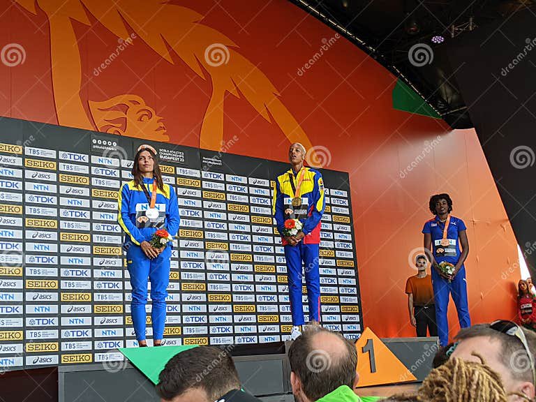 Medal ceremony women triple jump world athletics championships yulimar rojas venezuela budapest hungary
