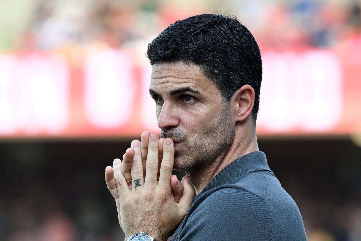 Mikel Arteta, Manager of Arsenal, looks on during the Premier League match between Crystal Palace and Arsenal at Selhurst Park on May 24, 2026 in London, England. 