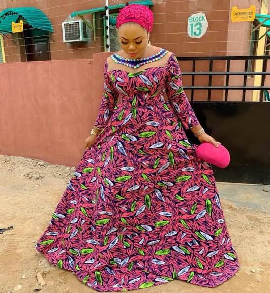 ankara long flare gowns