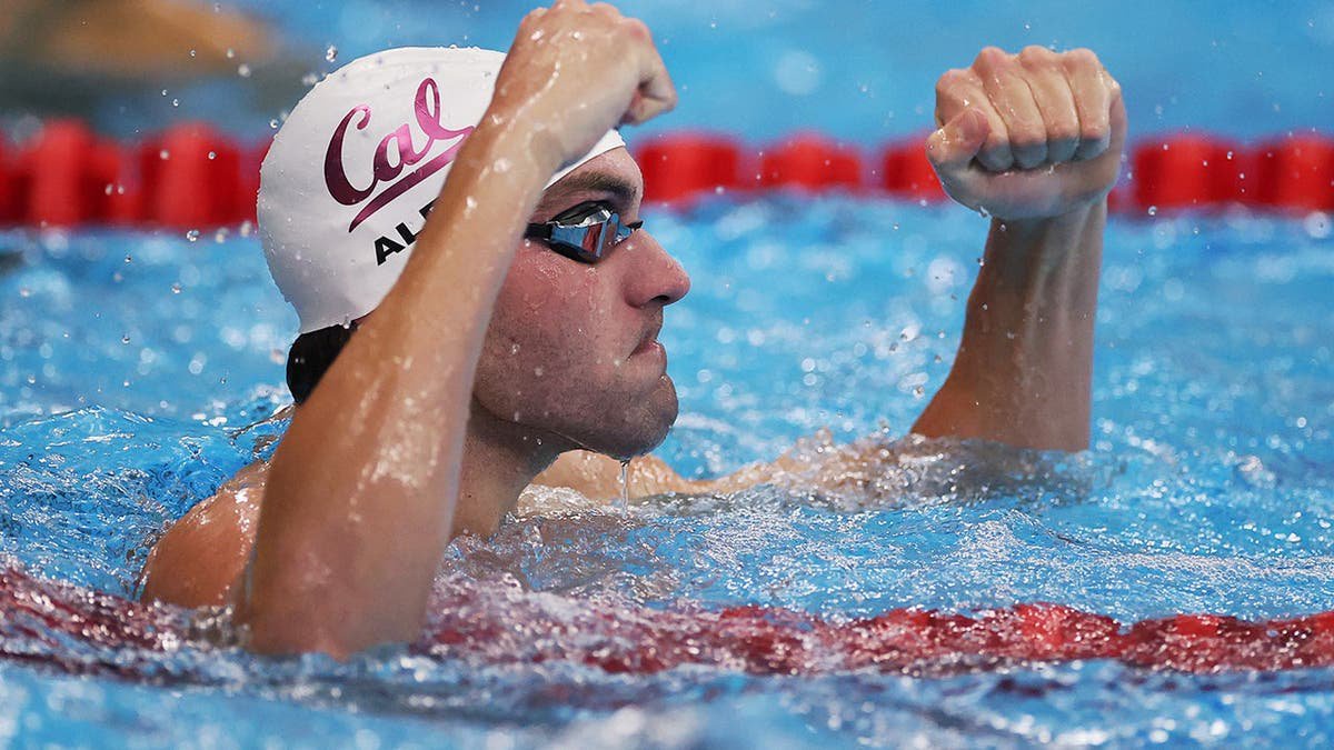Jack Alexy competes in the men's 100m freestyle final at FMC Natatorium.