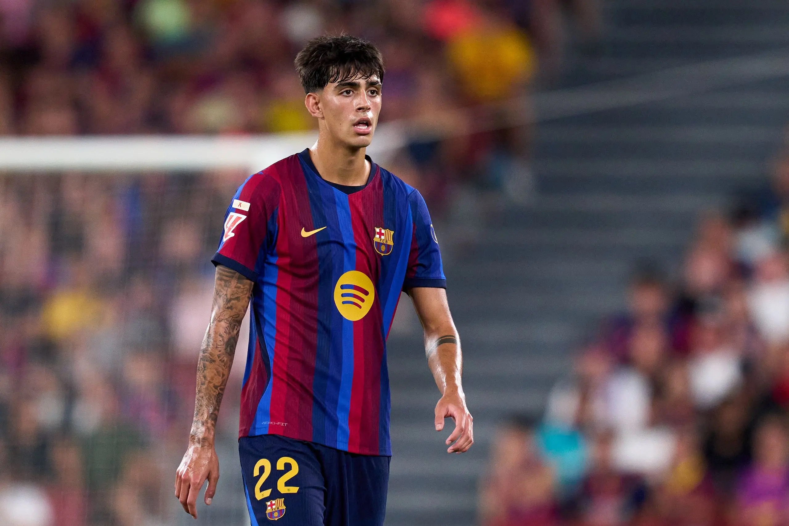 Marc Bernal of FC Barcelona looks on during the LaLiga EA Sports 2026/27 match between FC Barcelona and Rayo Vallecano.
