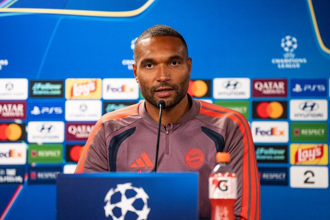STAVANGER, NORWAY - OCTOBER 12: Jonathan Tah of FC Bayern Muenchen during the press conference on day ahead of the UEFA Champions League 2026/27 League Phase MD2 at Viking Stadion on October 12, 2026 in Stavanger, Norway. (Photo by S. Stingl/FC Bayern via Getty Images)