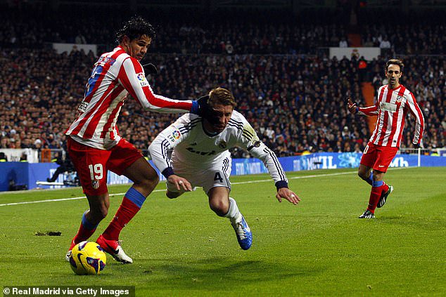 Costa (left) clashed with Sergio Ramos (middle) in two Madrid derbies at Spanish side Atletico