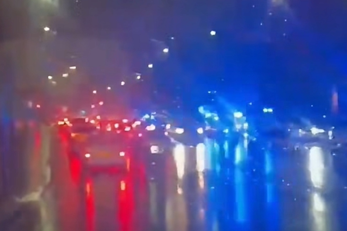 Witnesses reported seeing numerous police vehicles with flashing blue lights at Sheffield train station