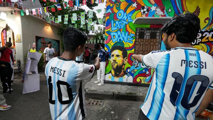 Indian enthusiasts wearing the No 10 jersey of Argentina's Lionel Messi